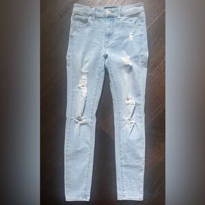 Aeropostale Blue Ankle Cropped Distressed Jeans
